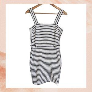Banana Republic White & Navy Blue Striped Sheath Mini Dress